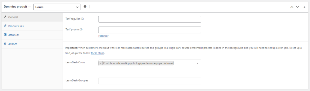Interface de l'administration WordPress